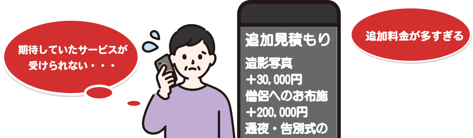 期待していたサービスが受けられない。追加料金が多すぎる...